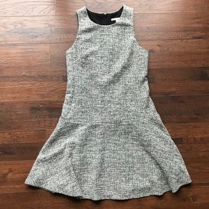 Tweed drop-waist twirl skirt dress